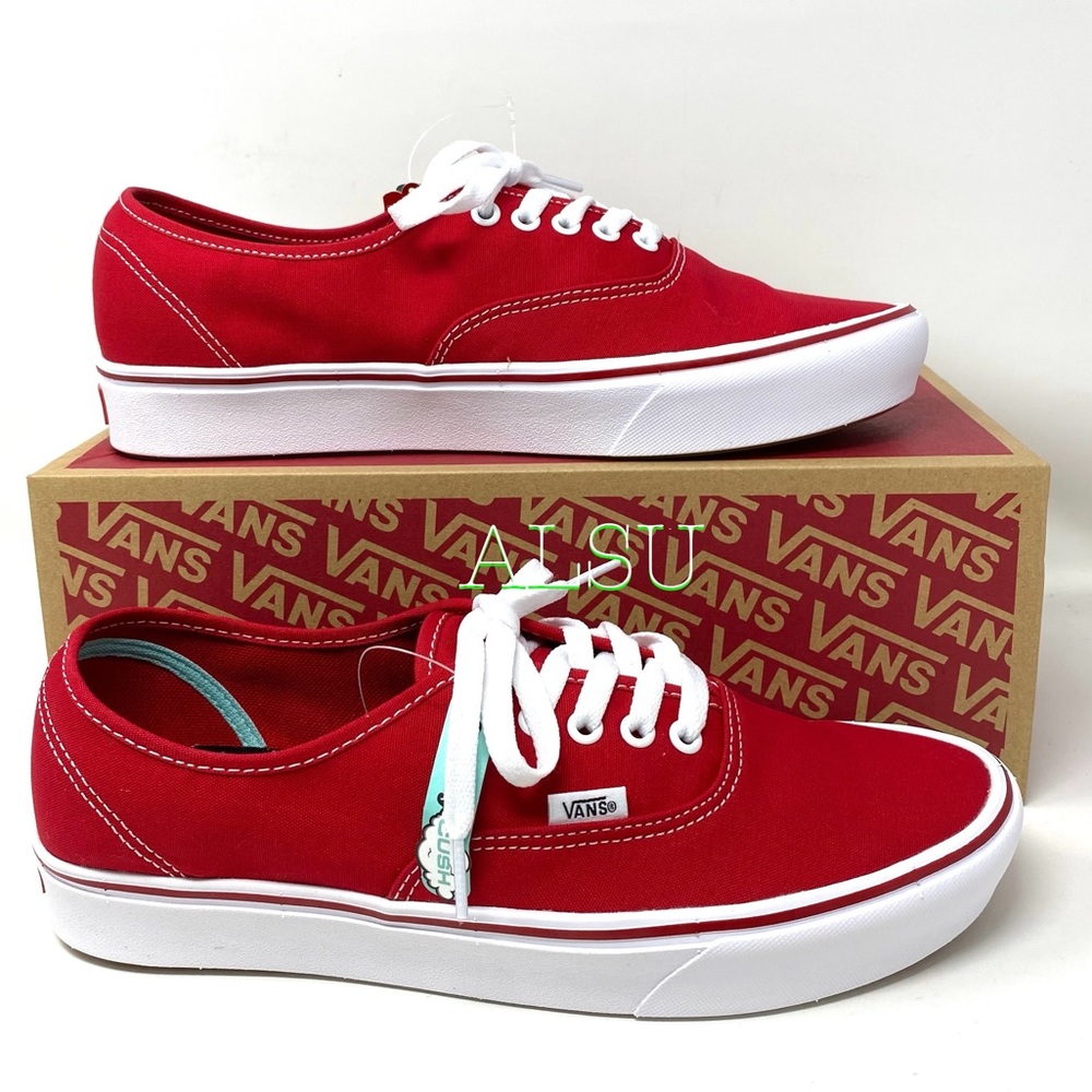 VANS ComfyCush AUTHENTIC Racing Red Canvas Men’s - Picture 3 of 10